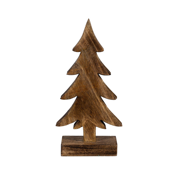 Plow & Hearth Shades Of Emerald Table Décor Tree With Embellishments Wood 12.25"H
