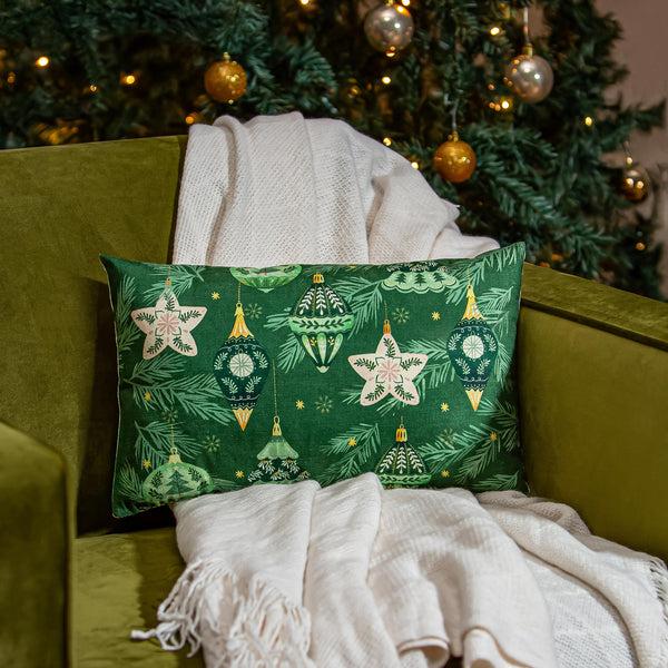 Plow & Hearth Shades Of Emerald Throw Pillow Lumbar Pillow 16"L X 10.5"H