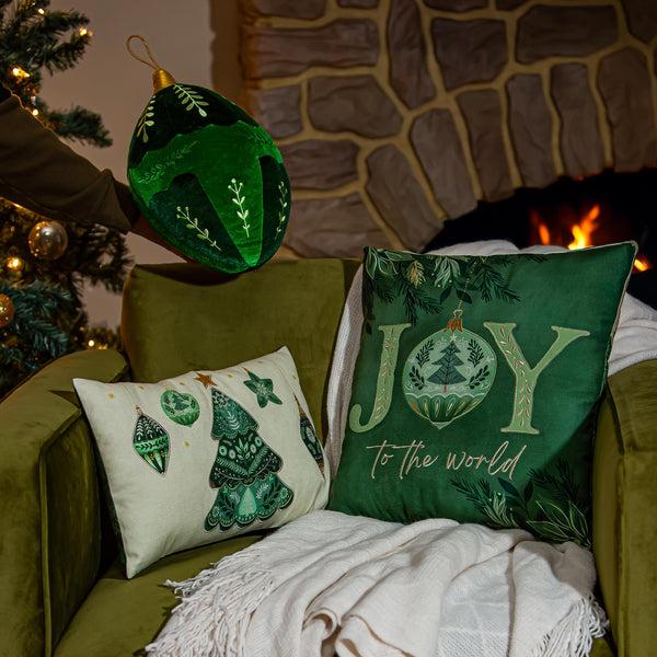 Plow & Hearth Shades Of Emerald Throw Pillow Ornament Shaped Pillow 8.25"L X 13"H