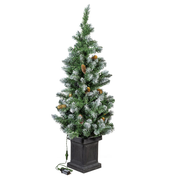 Plow & Hearth Shades Of Emerald Tree Artificial LED Pine Cone In Pot 47”H