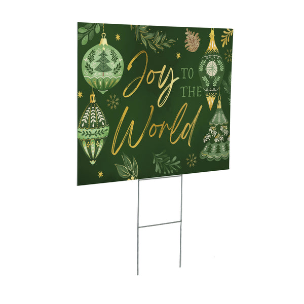 Plow & Hearth Shades Of Emerald Yard Sign "Joy To The World" 24"x18”