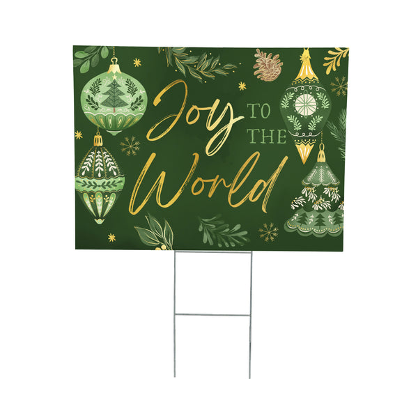Plow & Hearth Shades Of Emerald Yard Sign "Joy To The World" 24"x18”