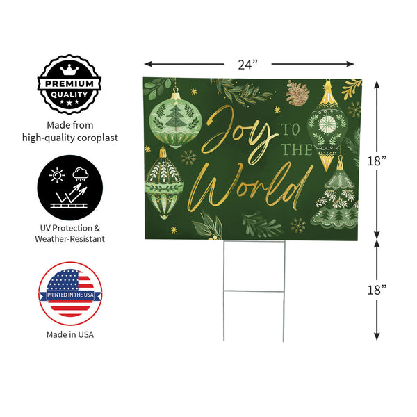 Plow & Hearth Shades Of Emerald Yard Sign "Joy To The World" 24"x18”