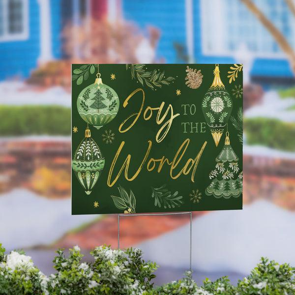 plow & hearth Shades of Emerald Yard Sign "Joy To The World" 24"x18”