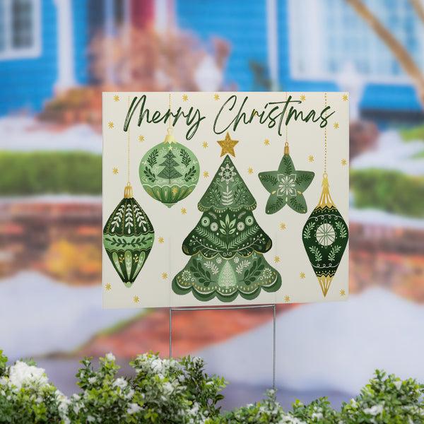 plow & hearth Shades of Emerald Yard Sign "Merry Christmas" 24"x18”