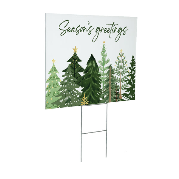 Plow & Hearth Shades Of Emerald Yard Sign "Seasons Greetings" 24"x18”