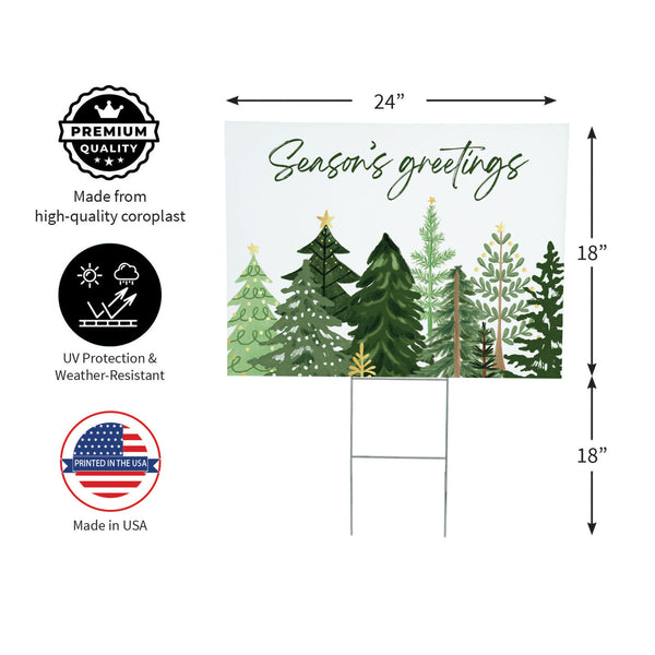 Plow & Hearth Shades Of Emerald Yard Sign "Seasons Greetings" 24"x18”