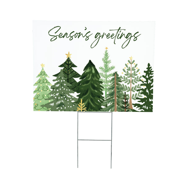 Plow & Hearth Shades Of Emerald Yard Sign "Seasons Greetings" 24"x18”