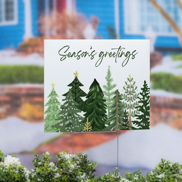 plow & hearth Shades of Emerald Yard Sign "Seasons Greetings" 24"x18”