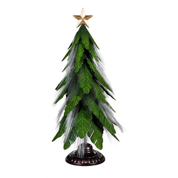 Plow & Hearth Shades Of Green Garden Statue Metal Fiber Optic LED Statue Evergreen Tree 23"H