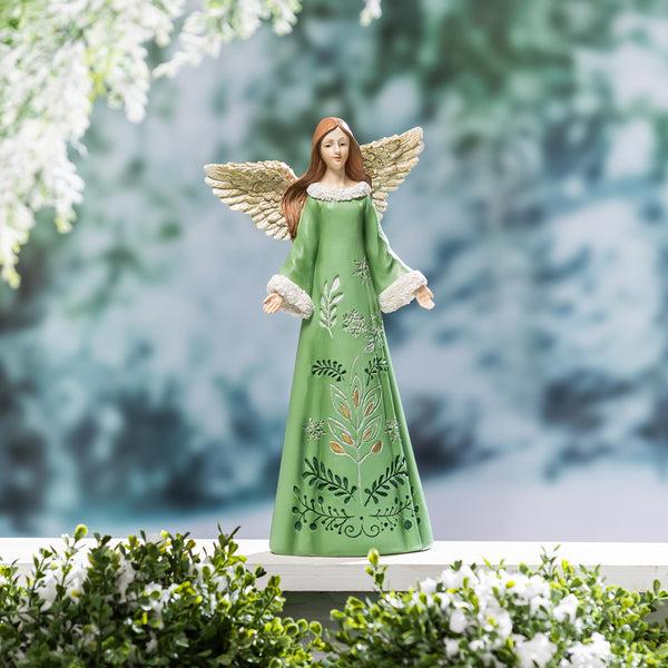 plow & hearth Shades of Green Garden Statue Resin Statue Angel 12"H