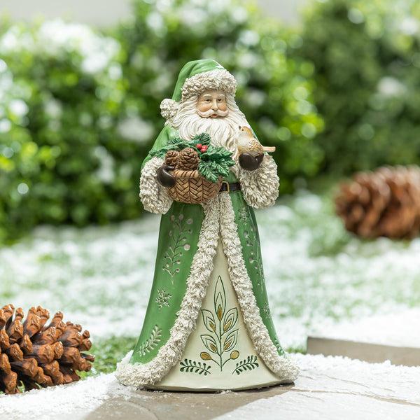 plow & hearth Shades of Green Garden Statue Resin Statue Santa 12"H