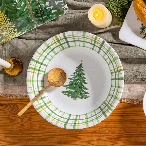 plow & hearth Shades of Green Holiday Melamine 12" Serving Bowl Set of 4
