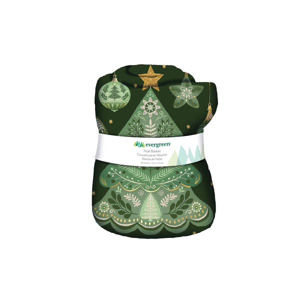 Plow & Hearth Shades Of Green Plush Blanket Christmas Tree 60"L X 50"W