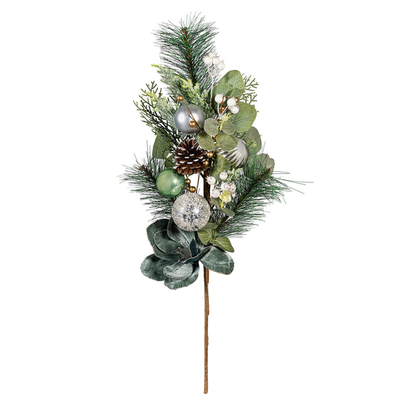 Plow & Hearth Shades Of Green Stem Artificial With Ornaments 25"H