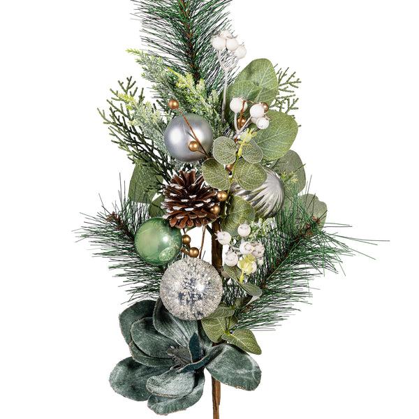 Plow & Hearth Shades Of Green Stem Artificial With Ornaments 25"H