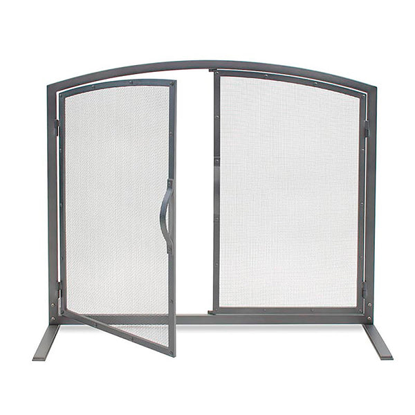 plow & hearth Shadow Iron Door Fireplace Screen in Natural Iron Finish