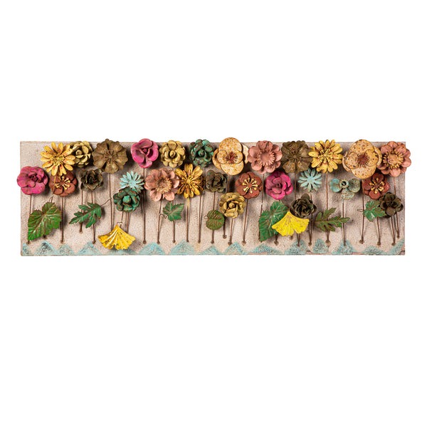 plow & hearth She Shed Indoor Wall Decor Metal Floral Art 30" L x 10" H