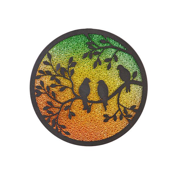 Plow & Hearth She Shed Outdoor Wall Décor Alternative Wall Round Perched Birds 12"