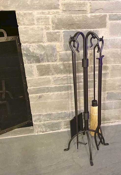 Plow & Hearth Shepherd's Crook Fireplace Tool Set In Vintage Iron Finish