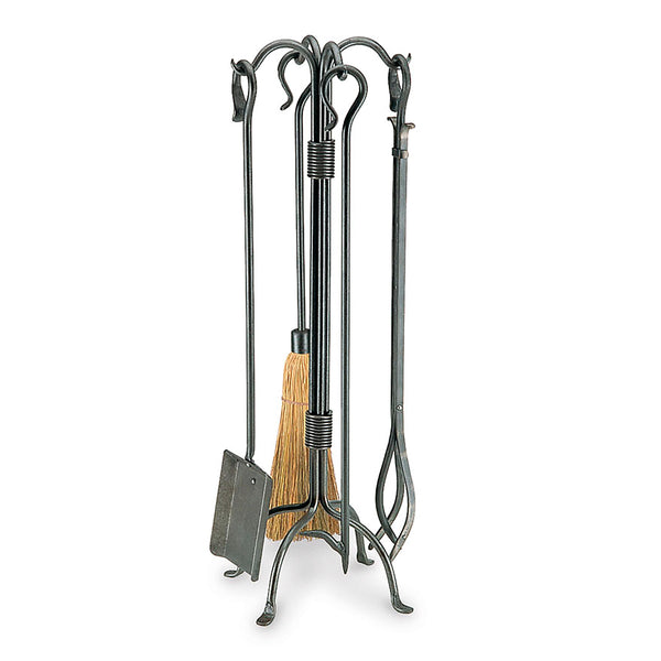 plow & hearth Shepherd's Crook Fireplace Tool Set In Vintage Iron Finish