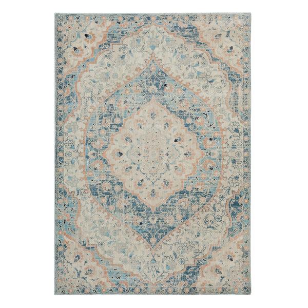 plow & hearth Silver City Damask Polypropylene Rug 6'7" x 9'6"
