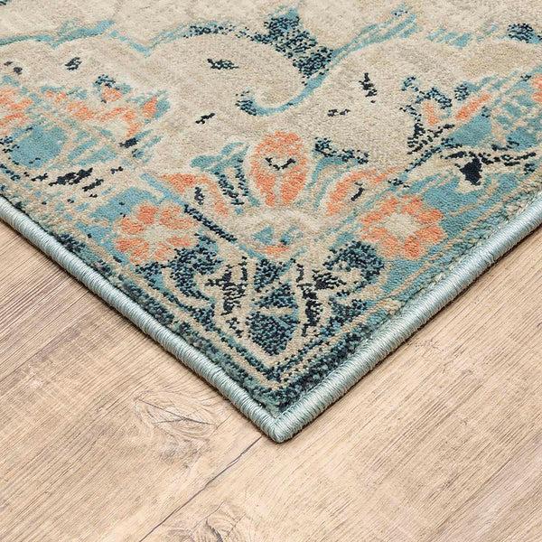 plow & hearth Silver City Damask Polypropylene Runner 2'3" x 7'6"