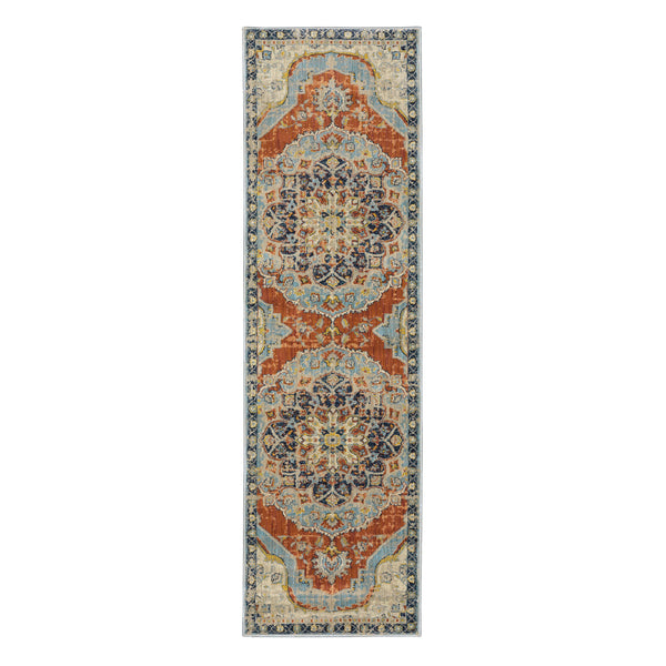 plow & hearth Silver City Medallion Polypropylene Runner 2'3" x 7'6"