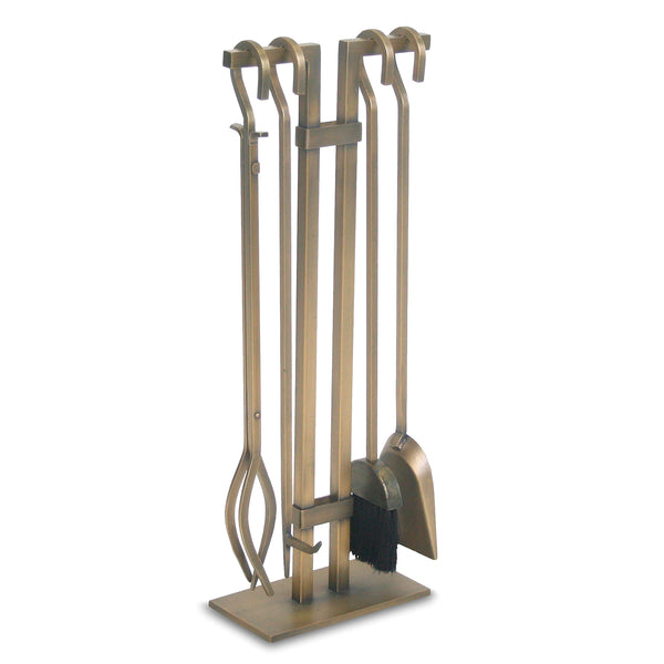 plow & hearth Sinclair Brushed Brass Fireplace Tool Set