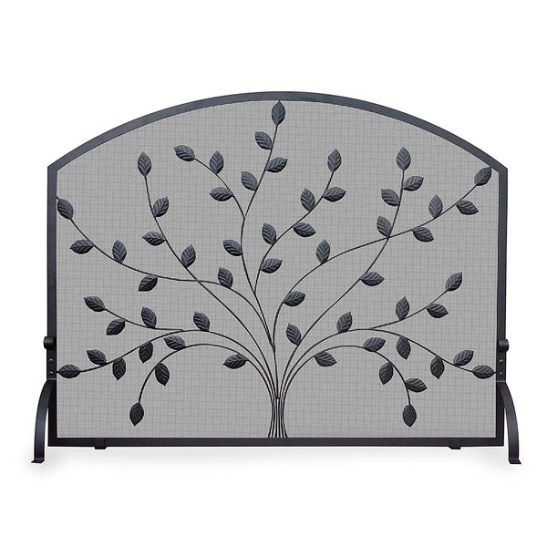 plow & hearth Single Panel Black Wrought Iron Tree Fireplace Screen