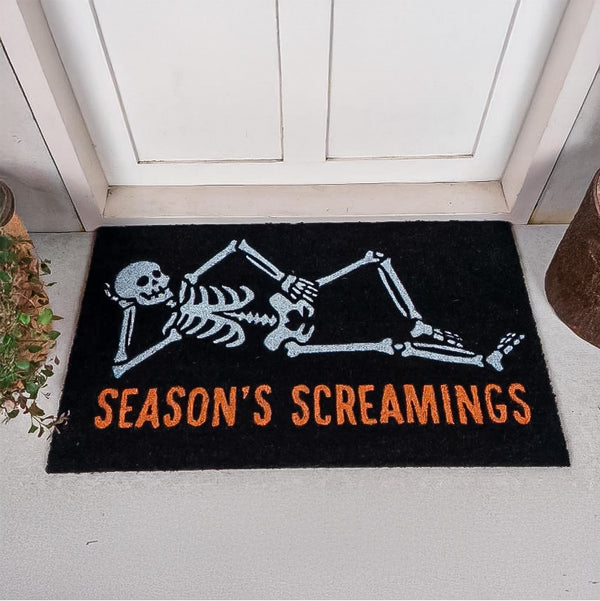 Plow & Hearth Skeleton "Season's Screamings" Coir Doormat