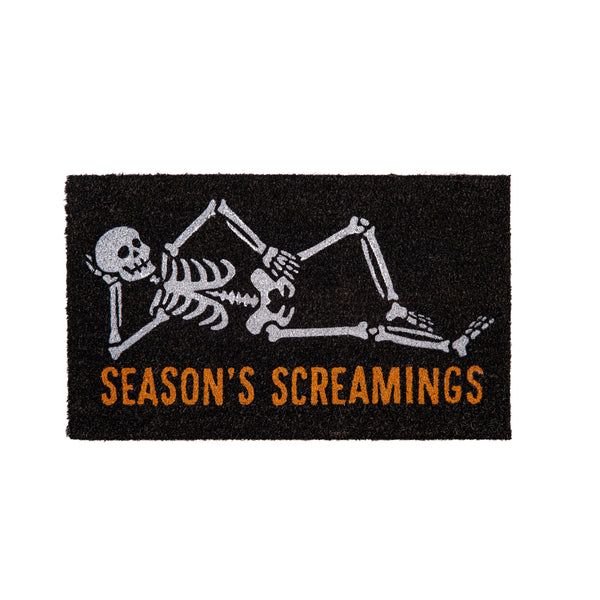 Plow & Hearth Skeleton "Season's Screamings" Coir Doormat