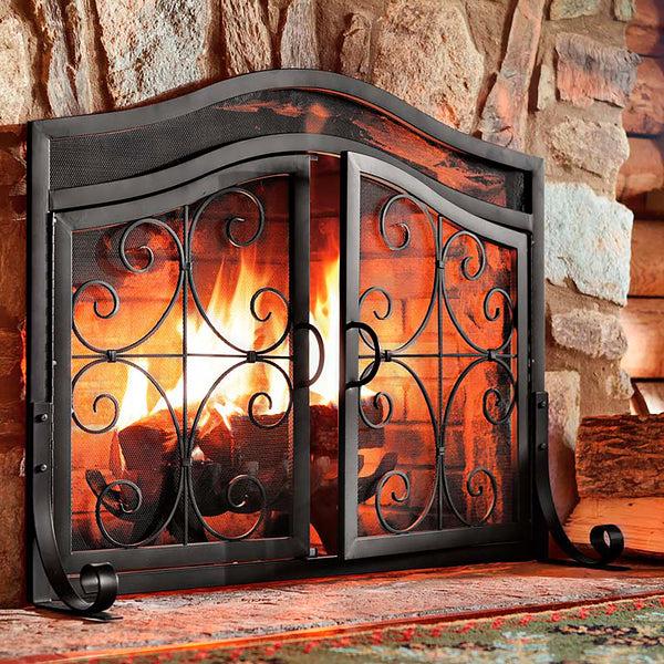 plow & hearth Small Crest Fireplace Screen With Doors