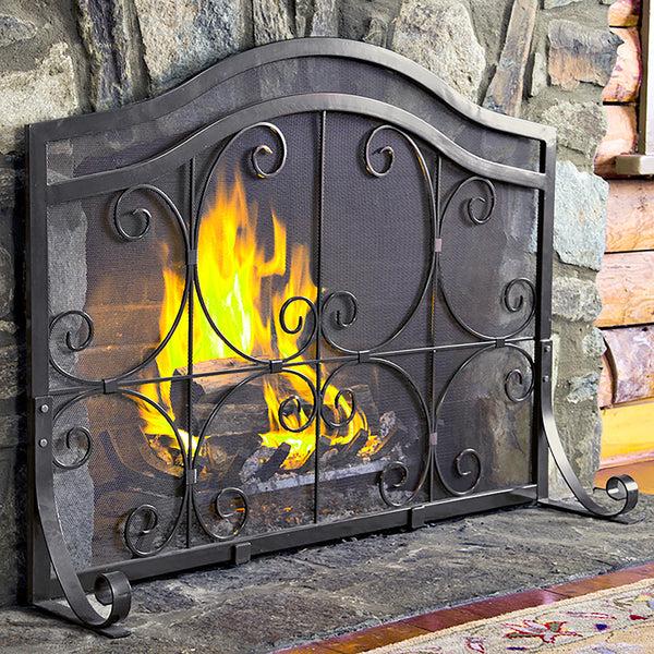 plow & hearth Small Crest Flat Guard Fireplace Screen