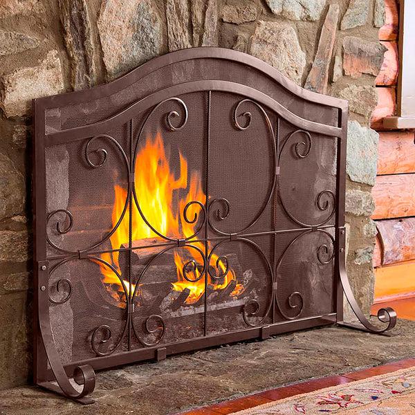 plow & hearth Small Crest Flat Guard Fireplace Screen