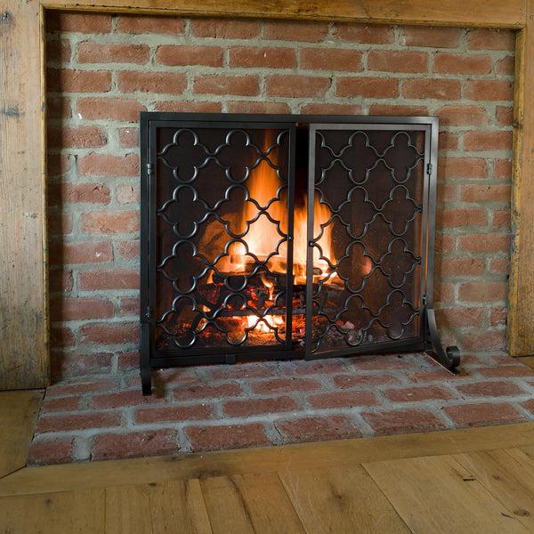plow & hearth Small Geometric Screen with Doors 38"W x 31"H