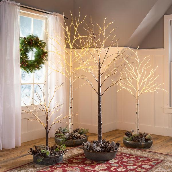 plow & hearth Small Indoor/Outdoor Birch Tree with 300 Warm White Lights