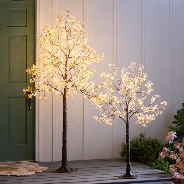 Plow & Hearth Small Indoor/Outdoor Electric Lighted Baby's Breath Tree 4'H