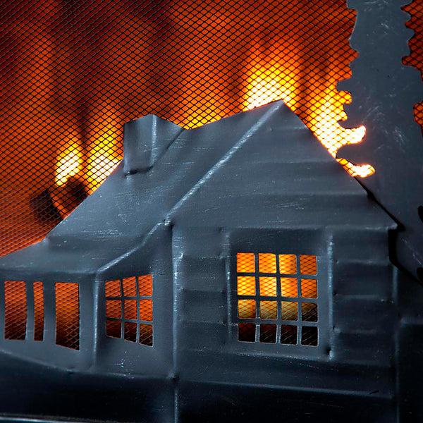 Plow & Hearth Small Mountain Cabin Fire Screen With Door