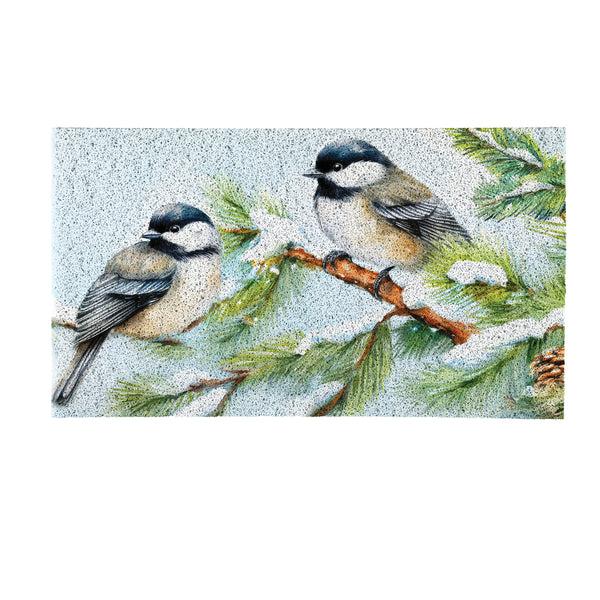 Plow & Hearth Snowbirds Chickadees PVC Trapper Mat 28"x16"