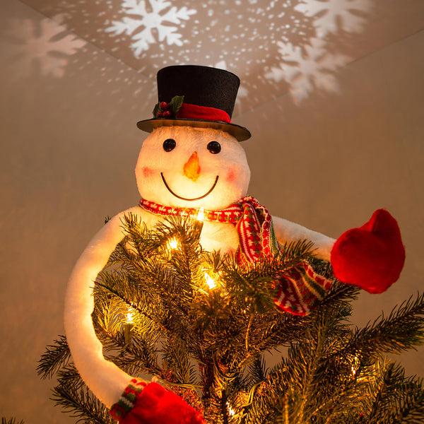 Plow & Hearth Snowman Tree Topper With Snowflake Projector