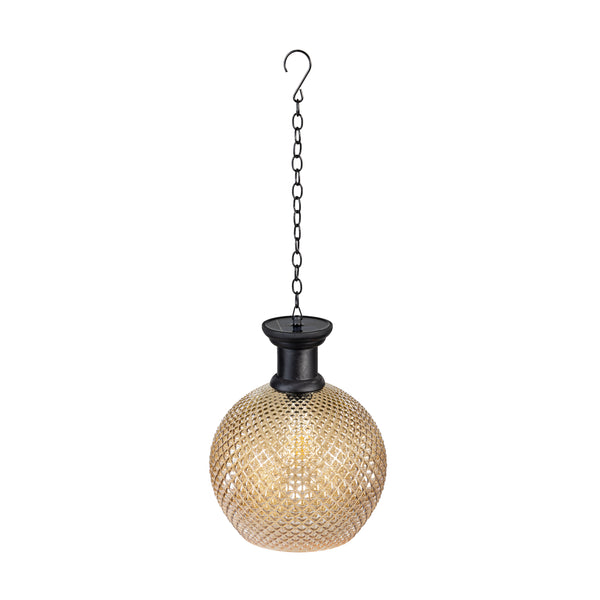 plow & hearth Solar Glass Hanging Lantern Honeycomb Globe