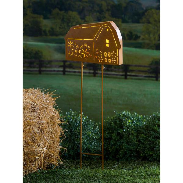plow & hearth Solar Lighted Laser Cut Garden Stakes Farmhouse