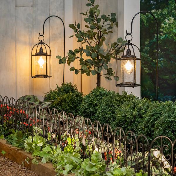 Plow & Hearth Solar Metal And Bubble Glass Edison Lantern