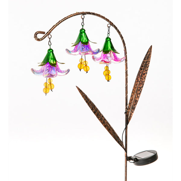 Plow & Hearth Solar-Powered Hanging Flower Garden Stakes Purple