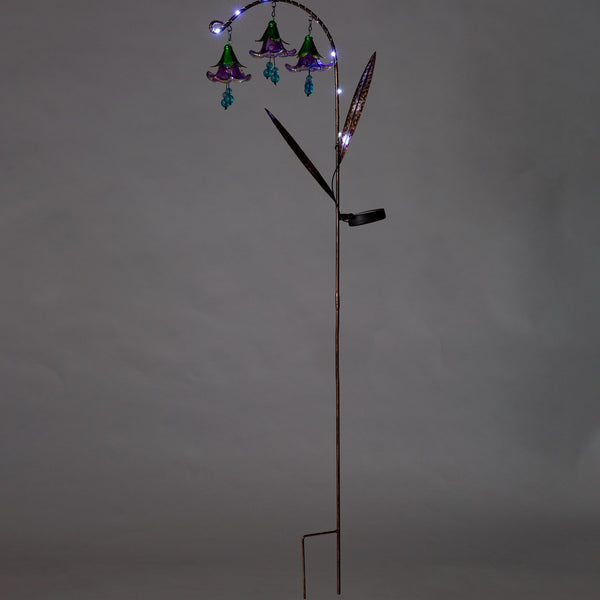 plow & hearth Solar-Powered Hanging Flower Garden Stakes Purple