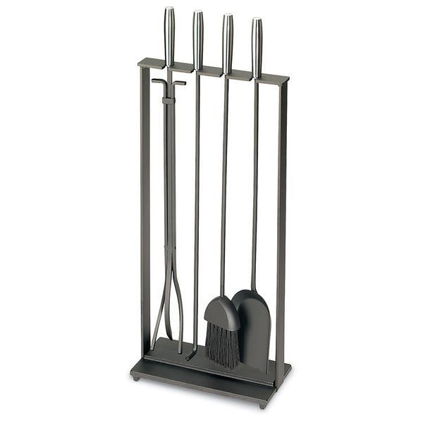 plow & hearth Solid Steel Soldiered Row Modern Fireplace Tool Set