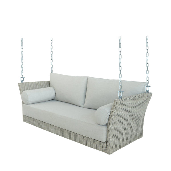 Plow & Hearth Sonoma Wicker Daybed Porch Swing With Cushions