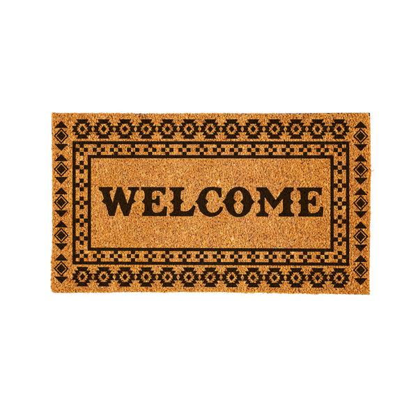 Plow & Hearth Southwest Pueblo Coir Mat Aztec "Welcome" 28"x16"