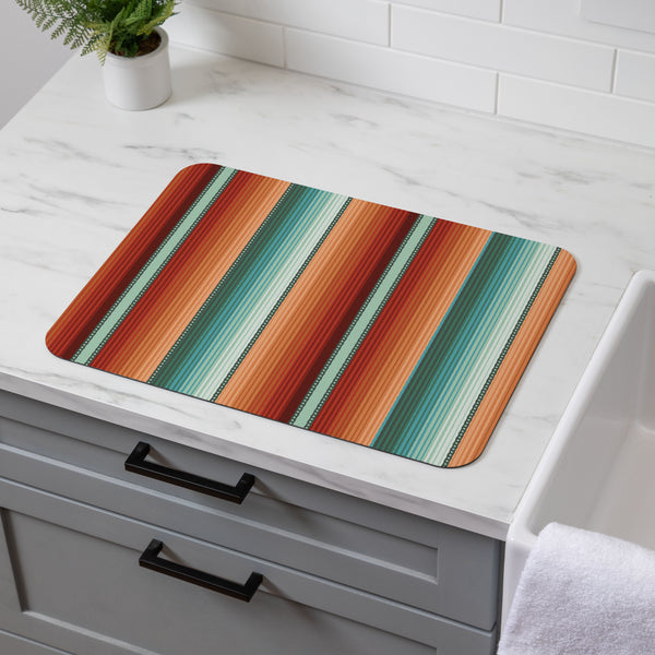 plow & hearth Southwest Pueblo Drying Mat Serape Stripe 20"x15"